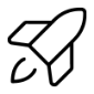 Black line icon of a rocket