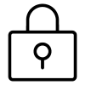 Black line icon of a lock
